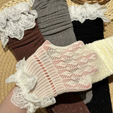 Daiiibabyyy  New Lolita Lace Edge Fishnet Thigh High Stockings Japanese JK Y2K Retro Ballet Socks for Women Summer Overknee Hosiery Stockings