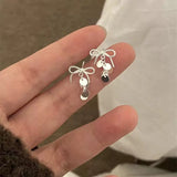 Daiiibabyyy  Bow Sequins Dangle Earrings for Women Girl Exquisite Tassel Stud Earrings Simple Vintage Sweet Cute Versatile Jewelry Gift 2025
