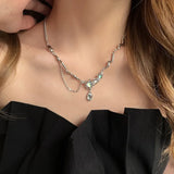 Daiiibabyyy Silver Color Opal Necklace for Women Girl Liquid Lava Star Irregular Jewelry 925 Stamp Birthday Gift Dropshippping