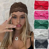 Daiiibabyyy  Vintage Lace Headband Fashion Scarf for Women Beach Travel Hair Accessories Stretchy Wide Band Hollow Out hair hoops