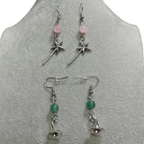 Daiiibabyyy  New Retro Exquisite Sliver Color Five-pointed Star Cane Pink Glass Crystal Beads Pendant for Women Halloween Magic Witch Jewelry
