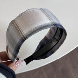 DAIIIBABYYY  -  Blue-gray plaid wide version headband sweet and fresh denim blue hairpin bag head going out daily versatile hairhoop
