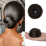 Daiiibabyyy  Synthetic Chignon Wig Hair Bun Extensions Retractable Bun Hairpiece Straight Donut Chignon Updo Hair for Women All Occasions Use