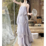 Daiiibabyyy  Lace Cami Tiered Dress Elegant Swing Maxi Dress for Women Vacation Slim Fit Outfit