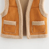DAIIIBABYYY  -  Autumn Women Faux Sheepskin Fur Waistcoat Loose Lambswool Sleeveless Jacket Warm Vest Short Coat Woman Outerwear