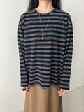 DAIIIBABYYY  -  American Loose Tops Contrast Color Stripes Long Sleeve T-shirt Y2k Women Clothing Harajuku Streetwear Tees Ropa De Mujer