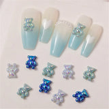 Daiiibabyyy 5pcs/bag Nail Art Pearly Shiny Bear Jewelry Flat Bottom Nail Rhinestones Aurora Colorful Cartoon Nail Decoration Accessories