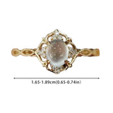 Daiiibabyyy  Gold Plated Natural Moonstone Cats Eyes Ring for Women Fashion Luxury Geometric Design Rings Open Adjustable Ring Trendy Jewelry