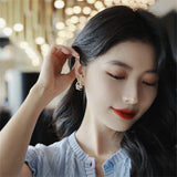 Daiiibabyyy  Women Star & Moon Crystal Earrings Elegant Light Luxury Exquisite Shiny Zircon Ear Studs Golden Fashion Jewelry Gifts