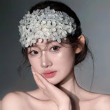 DAIIIBABYYY  -  French Retro Headband For Girls Handmade White Petal Headband Elegant Flower Wedding Hair Crown Women's Trendy Hair Accessories