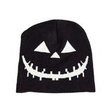 Daiiibabyyy  Knitted Fabric Pumpkin Beanie Hat Pumpkin Orange Soft Texture Halloween Knitted Cap Lightweight Cuffed Brim Hip Hop Skullcap