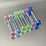 Daiiibabyyy 6PCS Body Jewelry Anti-Allergy Surgical Steel Tongue Rings For Women Barbells Straight Bar Colorful Balls Body Piercing Jewelry