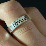 Daiiibabyyy  1/2pcs Love U Letter Handprint Ring for Men Women Niche Design High-end and Versatile Personalized Simple Couple Pairing Ring