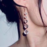 Daiiibabyyy  Niche Clear Glass Beads Dewdrop Tassel Long Earrings Chilly Style Personalized Jewelry For Women Birthday Friends Gifts