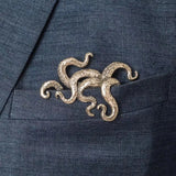 Daiiibabyyy  Exquisite Creative Crocodile Tiger Octopus Animal Brooches for Men Women Tradition Retro Gentleman Suit Coat Neckline Jewelry