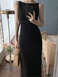 DAIIIBABYYY  -  Women Spaghetti Strap Sleeveless Solid Sexy Dresses Summer New Fashion Office Lady Female Elegant Evening Party Midi Dress