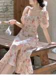 DAIIIBABYYY  -  French Haute Couture Fairy Long Dress, Temperament and Socialite New Slimming, Unique and Beautiful Floral Dress, Summer