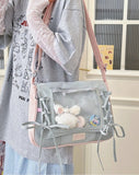 Daiiibabyyy  Dot Print Crossbady Bag Flap Transparent Sac Femme New Lace-up Bow Bolso Sqaure Bolsos De Mujer Underarm  Bags for Woman