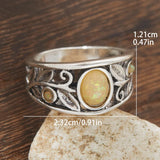 Daiiibabyyy  Bohemian Personalized Design Openwork Floral Geometric Ring Women's Retro Ethnic Style Festival Jewelry Accessories