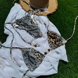 Daiiibabyyy  New Sexy Lace Patchwork Brazilian Bikini Set Female Halter Swimwear Women Print Halter Swimsuit Bathing Suit Biquini