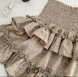 DAIIIBABYYY  -  Floral Skirt New Elastic Spring and Summer Cake Group High Waist Slimming Belly Black Short Skirt