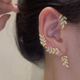 Daiiibabyyy  Fashion Shiny Zircon Pearl Ear Clip Ear Cuff for Women Silver Color Metal No Piercing Fake Cartilage Earrings Wedding Jewelry