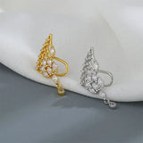 Daiiibabyyy 925 Stamp Silver Gold Color Angel Wings Earring Zircon Irregular Jewelry Ear Clip Birthday Gift Dropshipping