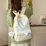 Daiiibabyyy  All Match High-capacity Backpack Women Students Travel Schoolbag Sweet Y2k Aesthetic Letter Print Dots Plaid Patchwork Backpacks