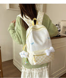 Daiiibabyyy  All Match High-capacity Backpack Women Students Travel Schoolbag Sweet Y2k Aesthetic Letter Print Dots Plaid Patchwork Backpacks