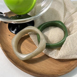 Daiiibabyyy Vintage Elegant Acrylic Green Beige marble pattern Geometric Square Big Bracelet for Women Fashion Jewelery 2024 New Design