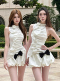 DAIIIBABYYY  -  Summer French Elegant Shorts Suits Women Retro Rose Sleeveless Tops + Sweet Bow Shorts Female Beach Style 2 Piece Set New
