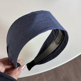 DAIIIBABYYY  -  Blue-gray plaid wide version headband sweet and fresh denim blue hairpin bag head going out daily versatile hairhoop