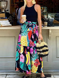 DAIIIBABYYY  -  Printing Patchwork Elegant Fashion Maxi Skirts, All Match Spring Summer Holiday Skirts, High Waist Lady Loungewear Skirts