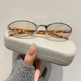 Daiiibabyyy  Retro Cat Eyes Metal Frame Sunglasses Street Photography Glasses Outdoor Travel Sun Protection Blue Light Blocking Eyeglasses
