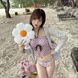 Daiiibabyyy  Women's Bikini Swimwear  Partially Covered Design Polka Dot Pattern Vacation Thermal Spring Bathing Suit