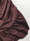 DAIIIBABYYY  -  Solid Sexy Temperament Spliced Fold Mini Dress V Neck Long Sleeves High Waist Slimming Elegant Dresses Female Fashion New