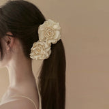Daiiibabyyy  11pcs "Rose Mist" French Peony Flower Banana Clips - Lazy Hair Accessories, Holiday Ponytail Claws for Womeng