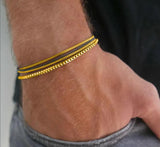 Daiiibabyyy  4 Pcs Set Retro Sliver Color Stainless Steel Chain Bracelet for Men Women Couple Simple Personality Jewelry Accessories Gifts