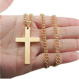 Daiiibabyyy Cross Pendant Necklace Christian Jesus Single Titanium Cross Necklaces Pendants Metal Choker  Punk Hip Hop Jewelry Gift