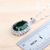 Daiiibabyyy Green Zircon Silver 925 Bridal Jewelry Sets For Women Wedding Earrings Rings Pendant Necklace Stone Bracelets Set