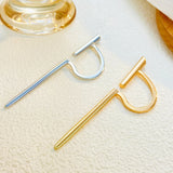 Daiiibabyyy Metal Style Long Stick Opening Ear Cuff for Women Clip Earring Metallic Plated Golden Earrings Creative Fashion Jewelry Party