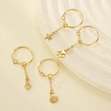Daiiibabyyy  Adjustable Link Chain Rings For Female Women INS New Trendy Gold Color Shell Starfish Charms Thin Stack Ring Finger Jewelry Gift