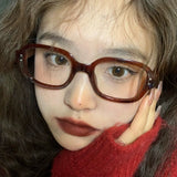 DAIIIBABYYY  -  Vintage Square Frame Glasses Women Red Fashion Clear Blue Light Blocking Eyewears Computer Read Glasse Light Optical Eyeglasses