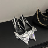 Daiiibabyyy Fashion Bow Knot Heeled Pumps For Woman Sandals Elegant Pointed Toe Slingback Heel Fashion Stilettos Mule Shoe 2024 Luxury Mujer