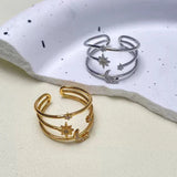 Daiiibabyyy  Silver Plating Zircon Star Moon Opening Rings for Women Romantic Personality Fashion Jewelry Minimalist Accessories