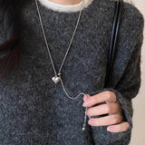 DAIIIBABYYY  -  Simple Bowknot Drawstring Long Necklace for Women Korean Fashion Sweater Chain Trend Jewelry Accessories Gifts Wholesale