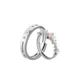 Daiiibabyyy  Y2K Pink Zircon Stars Heart Open Rings for Women Couples Trendy Sweet Irregular Adjustable Finger Ring Wedding Party Jewelry