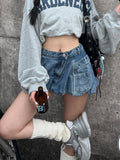 Daiiibabyyy  Streetwear Denim Mini Skirt Women Y2K Harajuku Patchwork Bud Jeans Skirts Summer Fashion Sexy Grunge High Waist A Line Faldas