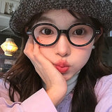 DAIIIBABYYY  -  Vintage Round Frame Glasses Women Men Y2K Leopard Print Black Eye Glasses Reading Casual Exquisite Glasses Fashion Accessories