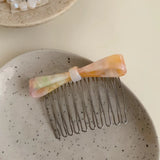 Daiiibabyyy  Teeth Acetic Acid Bow Hair Comb Barrettes Styling Tool Bowknot Hairpin Fixed Combs Korean Style Headwear Anti Slip Bangs Clip